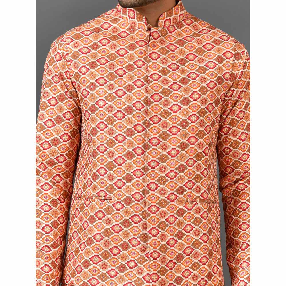 Simaaya Premium Quality Linen Made Nehru Jacket For Men- Orange