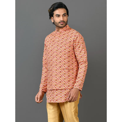 Simaaya Premium Quality Linen Made Nehru Jacket For Men- Orange