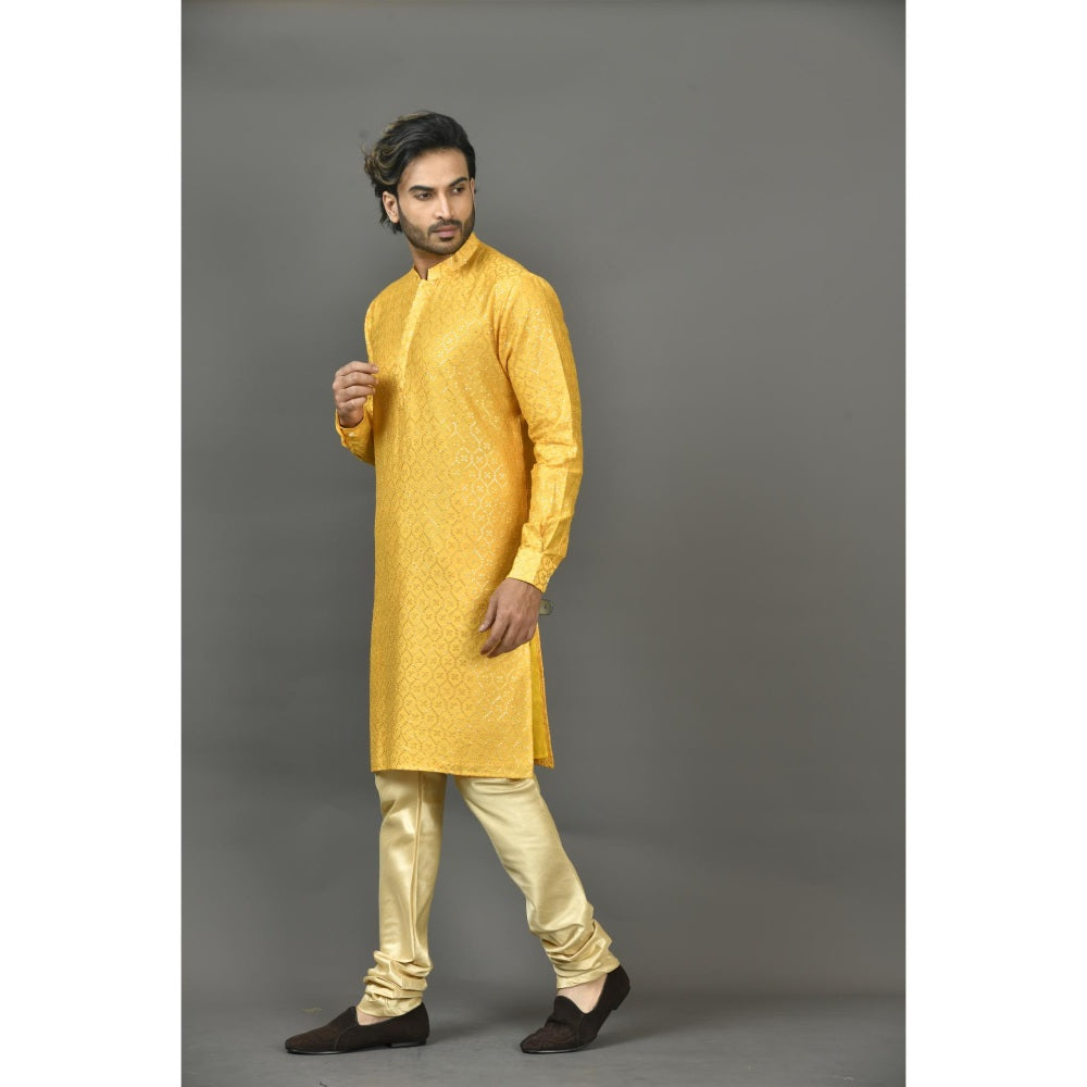 Simaaya Premium Quality Silk Made Kurta For Men- Yellow