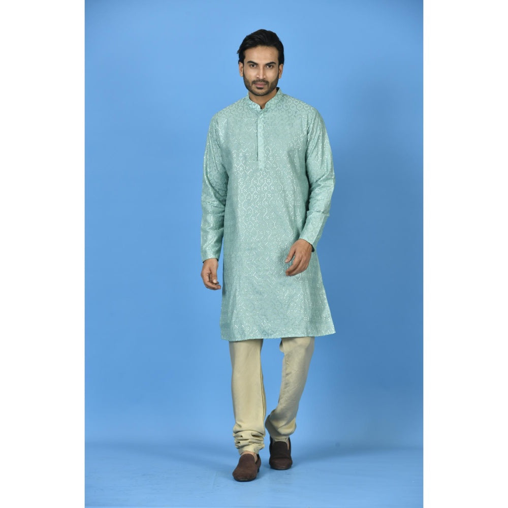 Simaaya Premium Quality Silk Made Kurta For Men- Blue