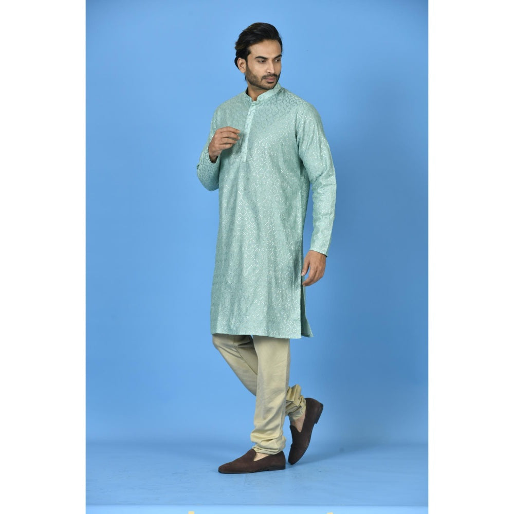Simaaya Premium Quality Silk Made Kurta For Men- Blue