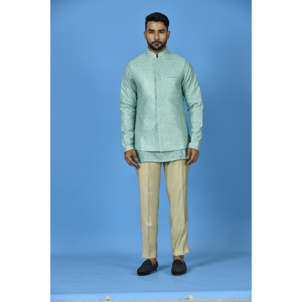 Simaaya Premium Quality Silk Made Nehru Jacket For Men- Blue
