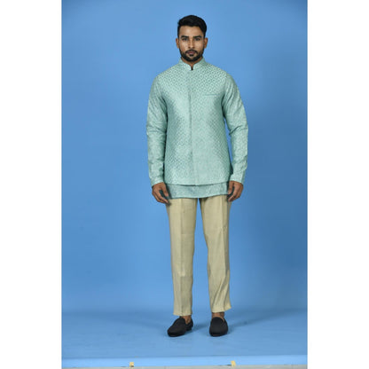 Simaaya Premium Quality Silk Made Nehru Jacket For Men- Blue