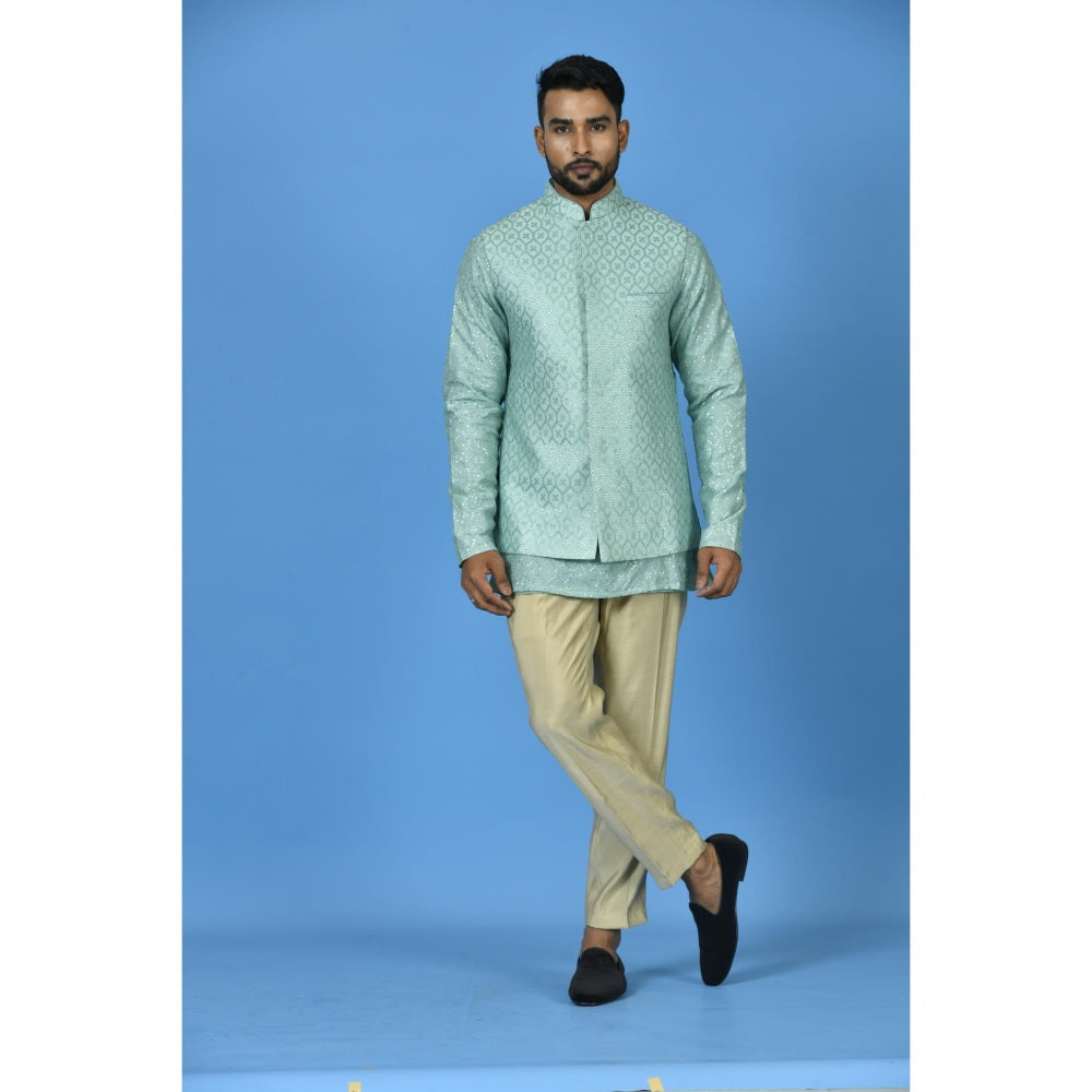 Simaaya Premium Quality Silk Made Nehru Jacket For Men- Blue
