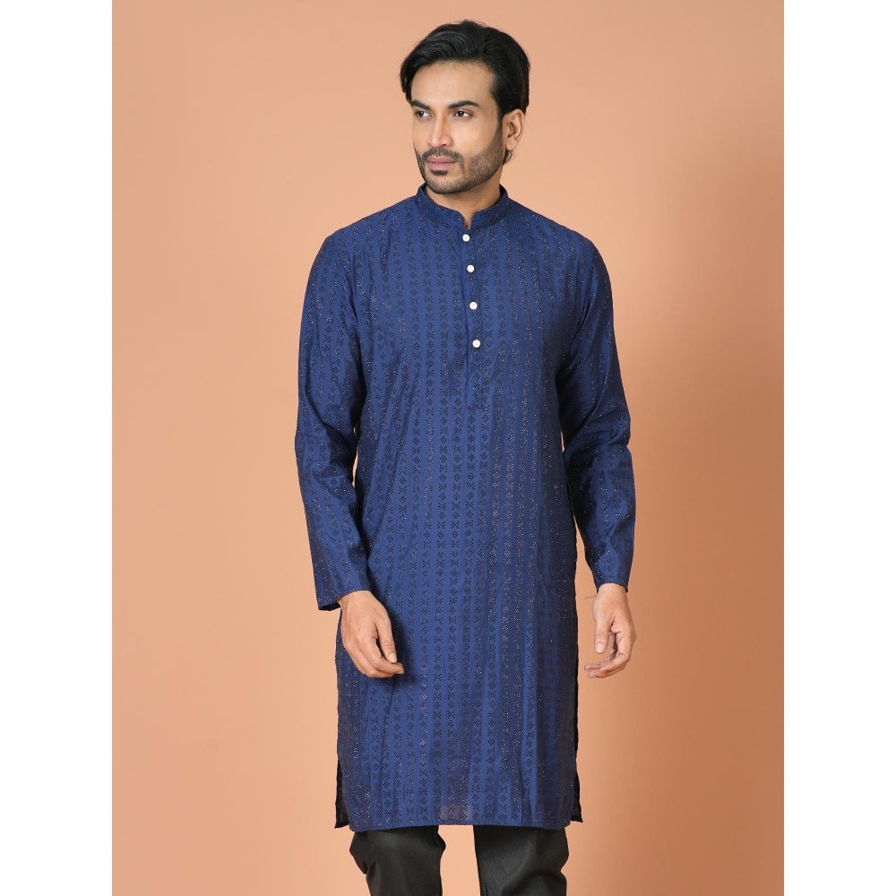 Simaaya Premium Quality Silk Made Kurta For Men- Navy Blue