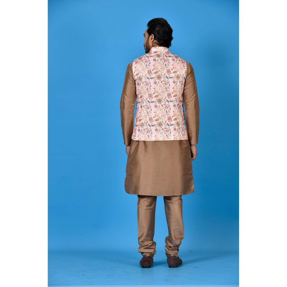 Simaaya Multi-Colour Premium Quality Silk Kurta with Churidar and Nehru Jacket (Set of 3)