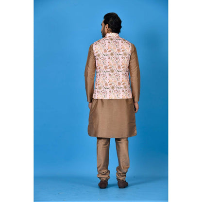 Simaaya Multi-Colour Premium Quality Silk Kurta with Churidar and Nehru Jacket (Set of 3)