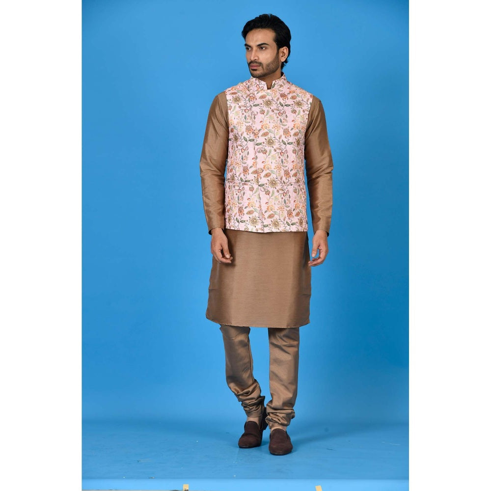 Simaaya Multi-Colour Premium Quality Silk Kurta with Churidar and Nehru Jacket (Set of 3)