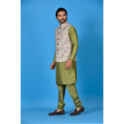 Simaaya Multi-Colour Premium Quality Silk Kurta with Churidar and Nehru Jacket (Set of 3)