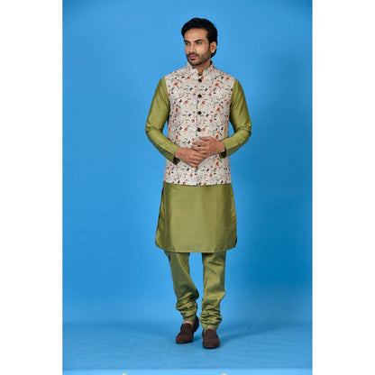Simaaya Multi-Colour Premium Quality Silk Kurta with Churidar and Nehru Jacket (Set of 3)