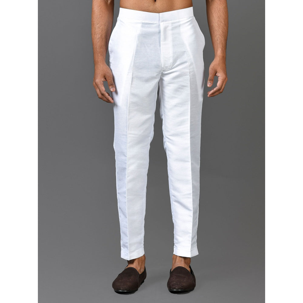 Simaaya Premium Quality Silk Made Bottoms for Men- White