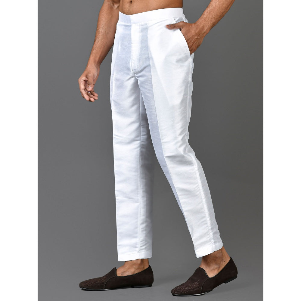 Simaaya Premium Quality Silk Made Bottoms for Men- White