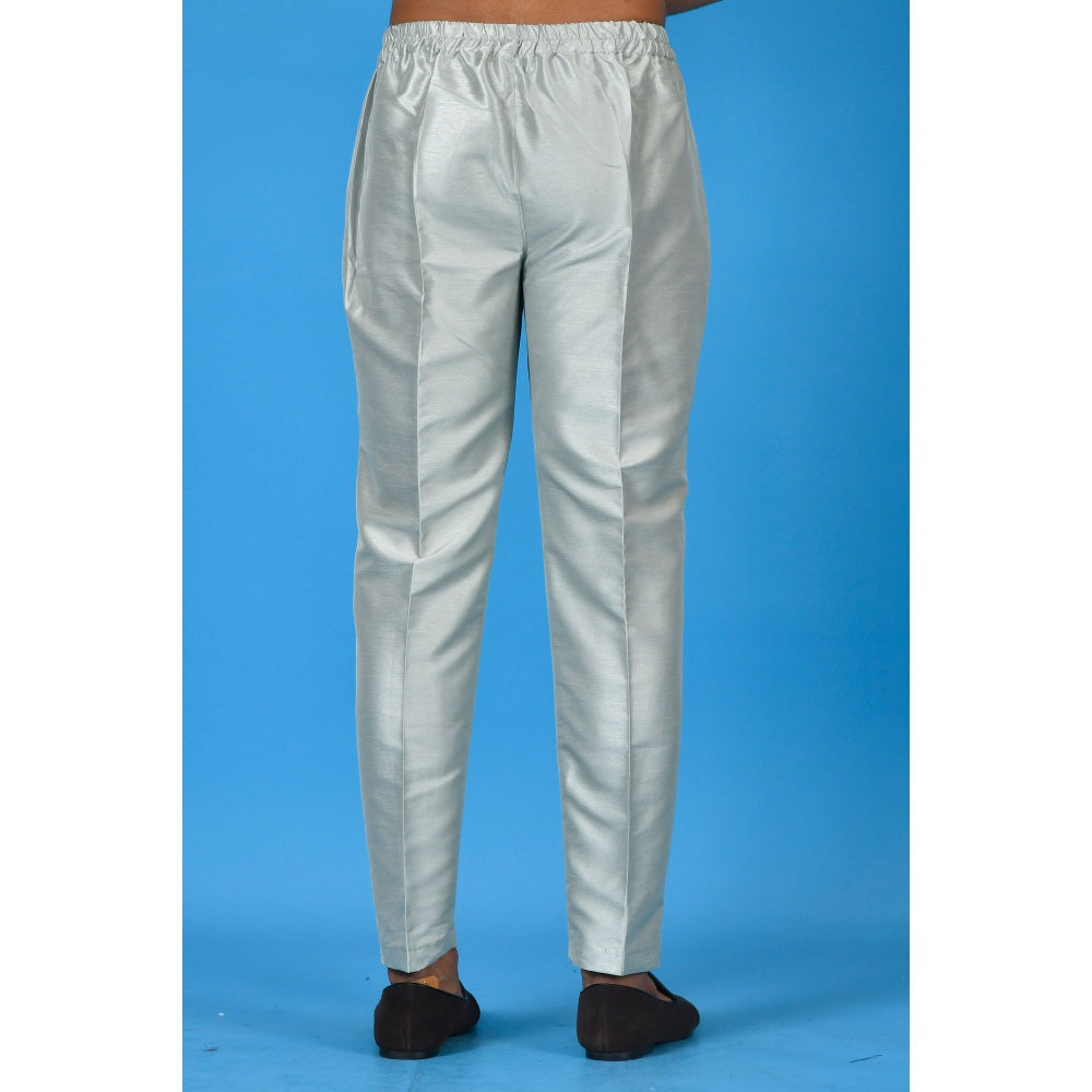 Simaaya Premium Quality Silk Made Bottoms for Men- Silver