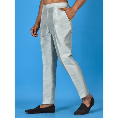 Simaaya Premium Quality Silk Made Bottoms for Men- Silver
