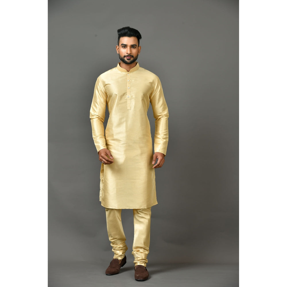 Simaaya Premium Quality Silk Made Kurta and Churidar for Men- Beige (Set of 2)