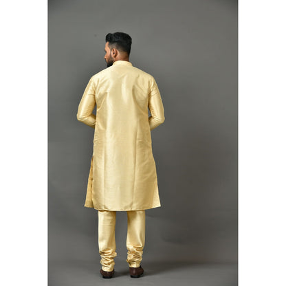 Simaaya Premium Quality Silk Made Kurta and Churidar for Men- Beige (Set of 2)