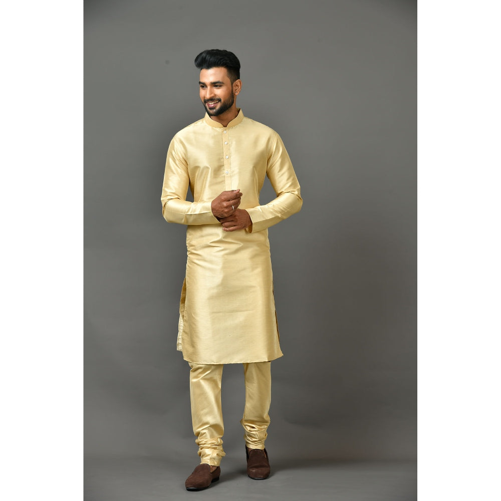 Simaaya Premium Quality Silk Made Kurta and Churidar for Men- Beige (Set of 2)