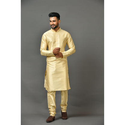 Simaaya Premium Quality Silk Made Kurta and Churidar for Men- Beige (Set of 2)