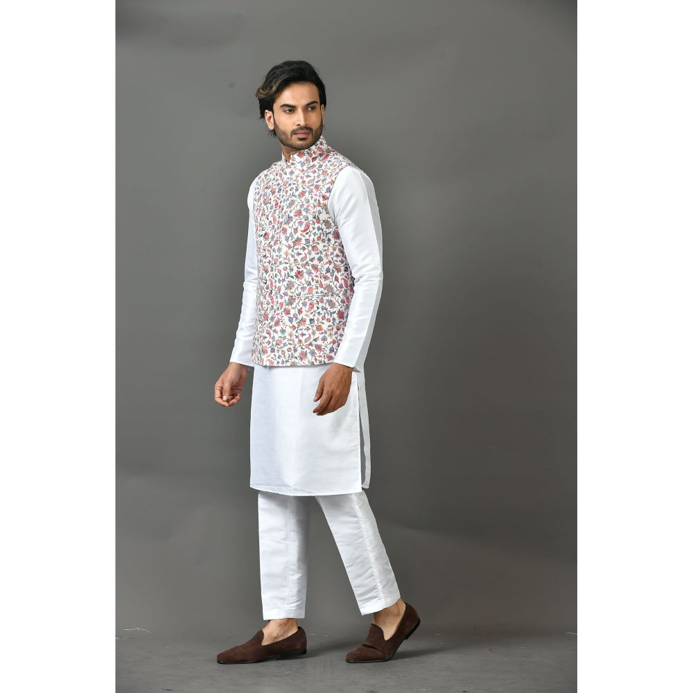Simaaya Premium Quality Linen Made Kurta with Pant and Jacket for Men- Multicolor (Set of 3)