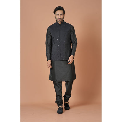 Simaaya Premium Quality Silk Made Nehru Jackets for Men- Black