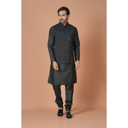 Simaaya Premium Quality Silk Made Nehru Jackets for Men- Black