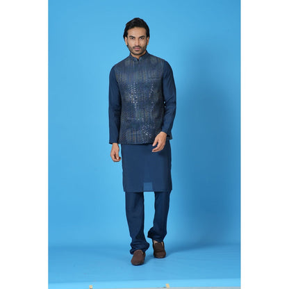 Simaaya Premium Quality Cotton Silk Made Nehru Jackets for Men- Blue
