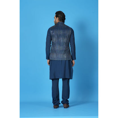 Simaaya Premium Quality Cotton Silk Made Nehru Jackets for Men- Blue