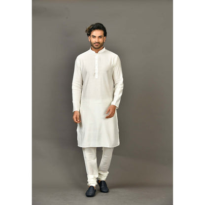 Simaaya Premium Quality Cotton Silk Kurta with Churidar - White (Set of 2)