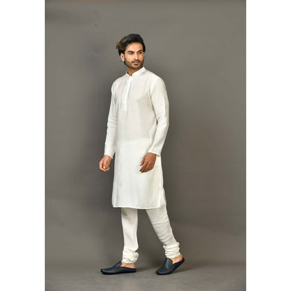 Simaaya Premium Quality Cotton Silk Kurta with Churidar - White (Set of 2)