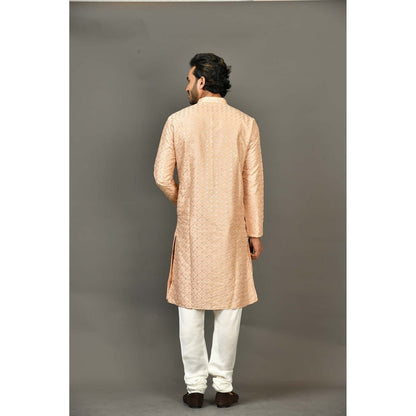 Simaaya Premium Quality Silk Kurta with Churidar - Peach (Set of 2)