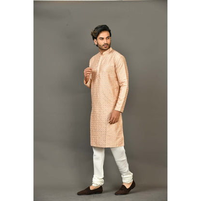 Simaaya Premium Quality Silk Kurta with Churidar - Peach (Set of 2)