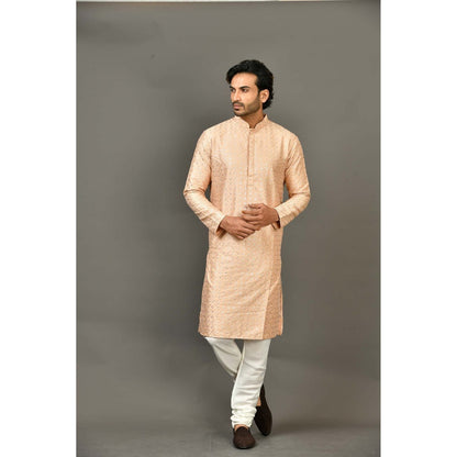 Simaaya Premium Quality Silk Kurta with Churidar - Peach (Set of 2)