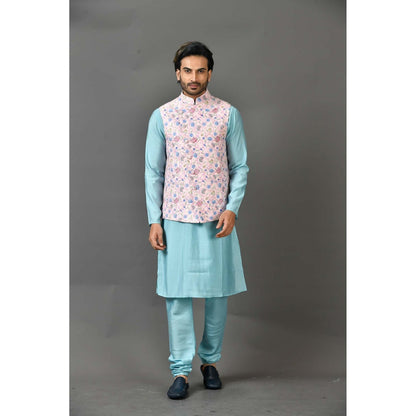 Simaaya Premium Quality Silk Kurta with Churidar and Jacket - Pink (Set of 3)