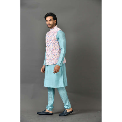 Simaaya Premium Quality Silk Kurta with Churidar and Jacket - Pink (Set of 3)