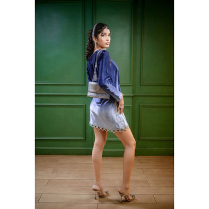 Label Simran Kochher Blue Midnight Radiance Mini Dress