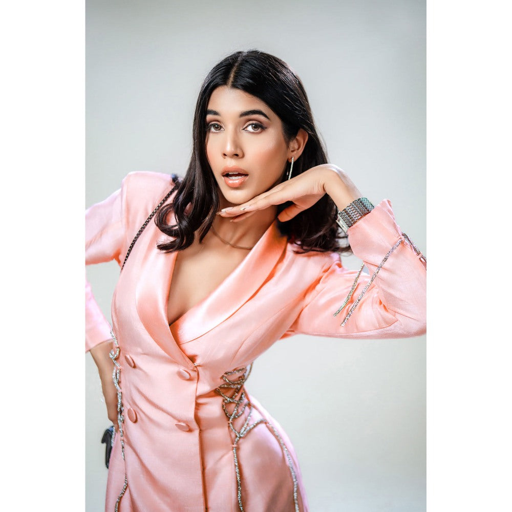 Label Simran Kochher Pink Glimmering Blush Mini Dress