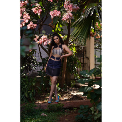 Label Simran Kochher Blue Panels Of Dreams Denim Dress