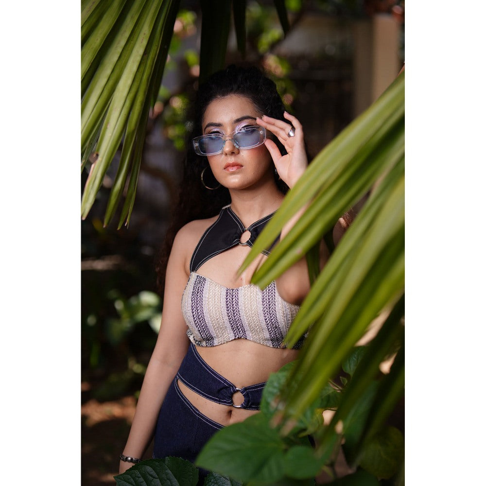 Label Simran Kochher Blue Panels Of Dreams Denim Dress