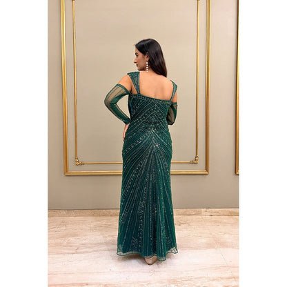 Label Simran Kochher Bottle Green Gown