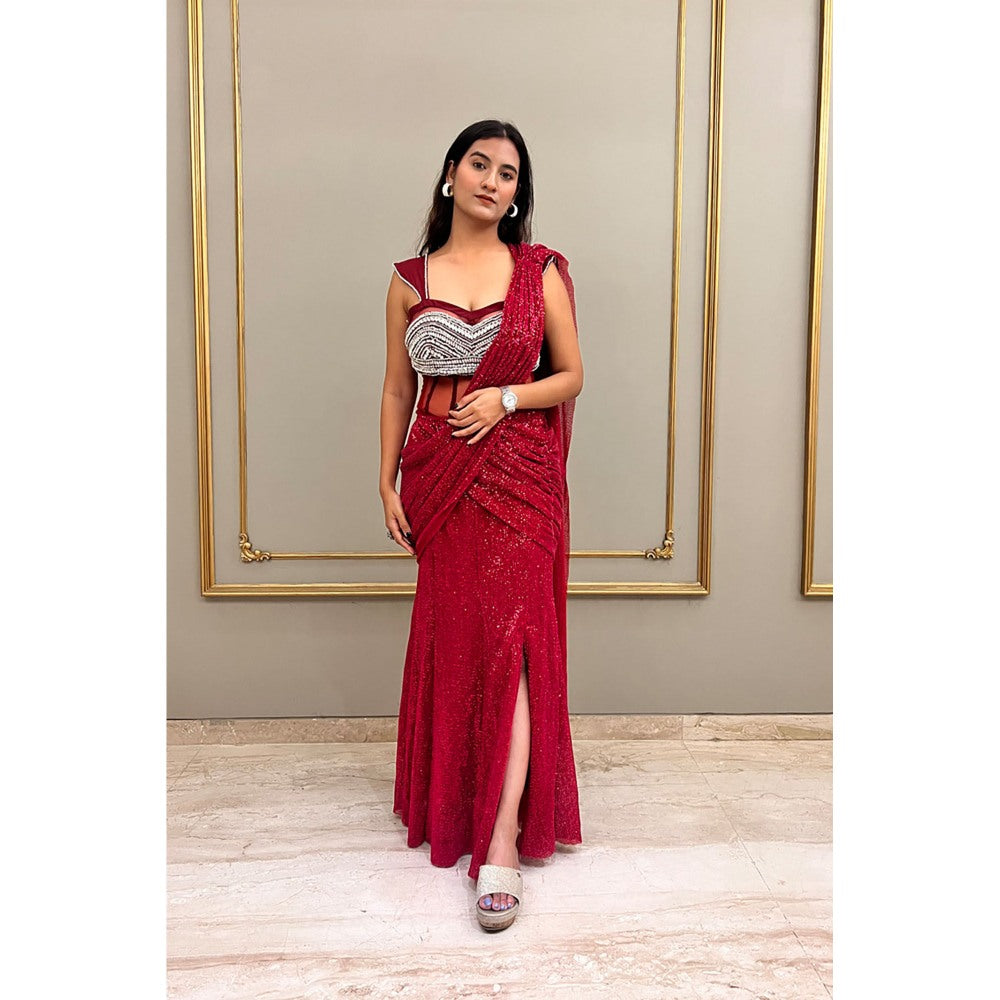 Label Simran Kochher Blood Red Gown