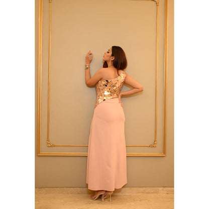 Label Simran Kochher Pink A Thousand Pieces Mirrorwork Maxi Dress