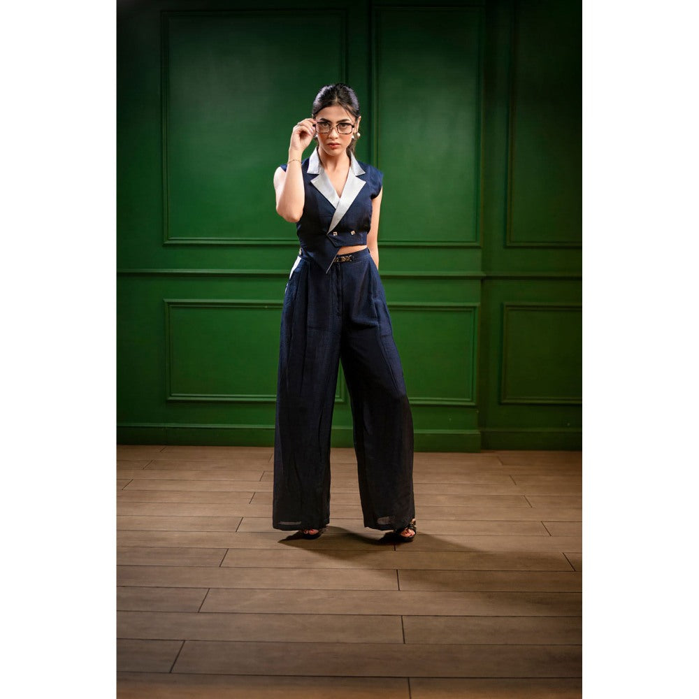 Label Simran Kochher Blue Nautical Elegance Co-Ord (Set of 2)