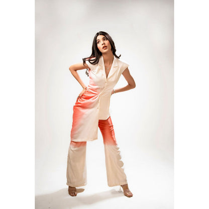 Label Simran Kochher Peach Tangerine Dazzle Co-Ord (Set of 2)