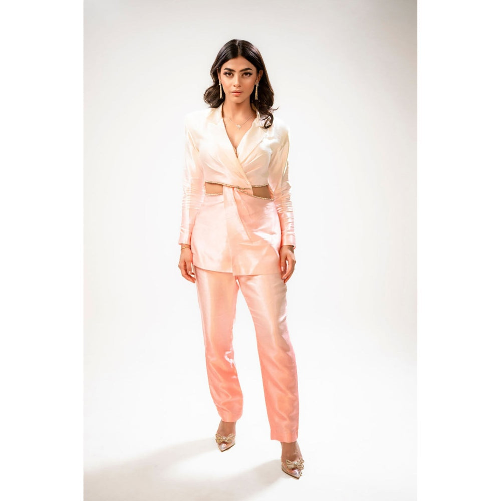 Label Simran Kochher White Blush Cascade Co-Ord (Set of 2)