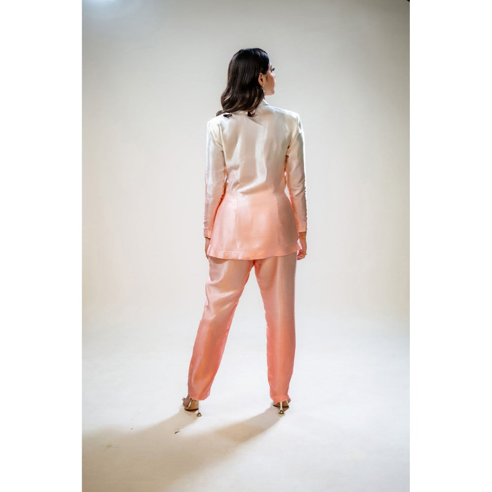 Label Simran Kochher White Blush Cascade Co-Ord (Set of 2)