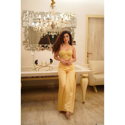 Label Simran Kochher Yellow Bedazzled Co-Ord (Set of 2)