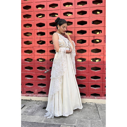 Label Simran Kochher Ivory Lehenga with Blouse and Dupatta (Set of 3)