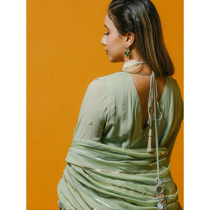 Simmi Guntaj Green Anarkali with Skirt and Dupatta (Set of 3)