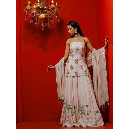 Simmi Guntaj Pink Short Kurta with Lehenga and Dupatta (Set of 3)