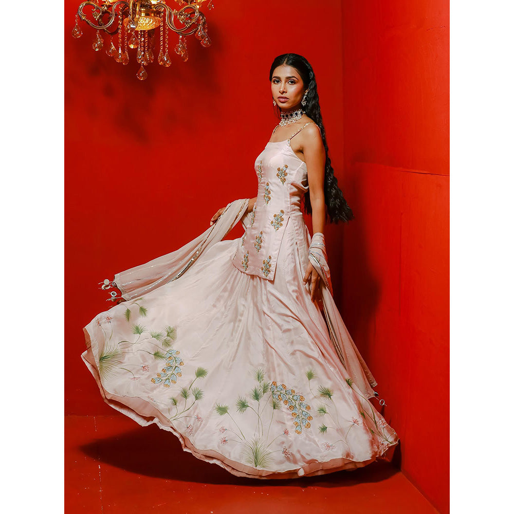 Simmi Guntaj Pink Short Kurta with Lehenga and Dupatta (Set of 3)